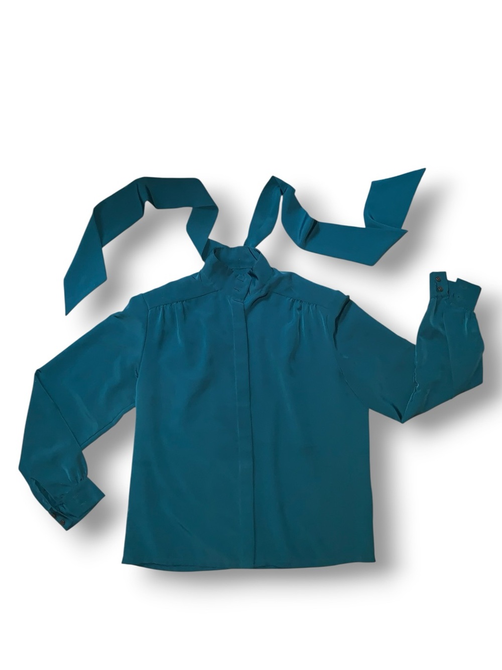 v i n t a g e :: Pendleton Neck Tie Secretary Blouse - Picture 7 of 12